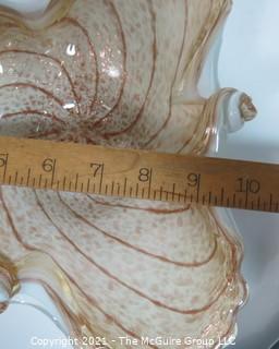 Hand Blown Venetian Glass Amorphous Shaped Bowl with Gold Flecks. 