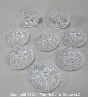 Set of 8 Cut Crystal Bowls.  Each Measures approximately 5" in diameter.