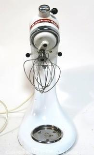 White Kitchen Aid Mixer Model Number KSM90 with One Wire Whisk.  Working