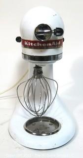 White Kitchen Aid Mixer Model Number KSM90 with One Wire Whisk.  Working