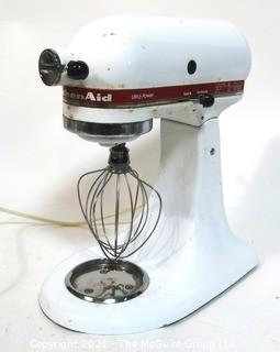 White Kitchen Aid Mixer Model Number KSM90 with One Wire Whisk.  Working