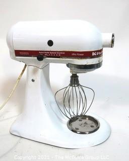 White Kitchen Aid Mixer Model Number KSM90 with One Wire Whisk.  Working