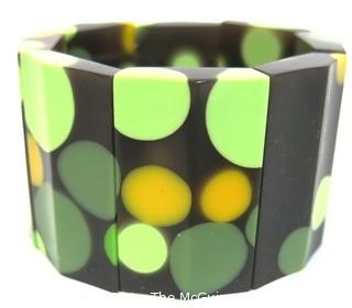 Vintage Bakelite Polka Dot Stretch Bracelet