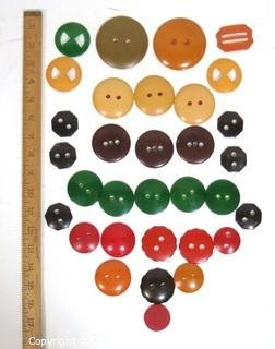 Group of Bakelite Buttons and Buckles