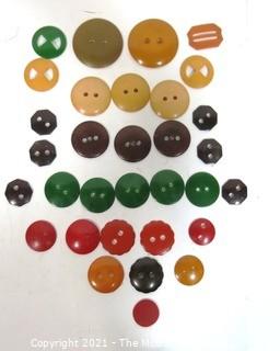 Group of Bakelite Buttons and Buckles