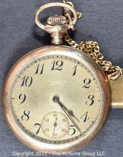 Size 16 - Waltham - A. W.W. Co., Waltham, MA - Serial# 14541936 - Hunting Gold Plated Case - w/ chain