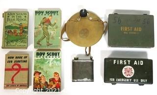 Group of Boy Scouts of America Items and First Aid Kits.  