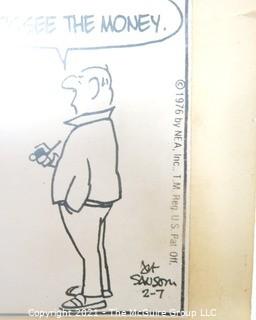 Original Mockup "The Born Loser" Cartoon strip by Art Sansom. Measures approximately 12" x 10". 