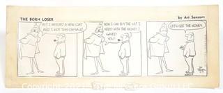 Original Mockup "The Born Loser" Cartoon strip by Art Sansom. Measures approximately 12" x 10". 