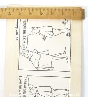 Original Mockup "The Born Loser" Cartoon strip by Art Sansom. Measures approximately 12" x 10". 