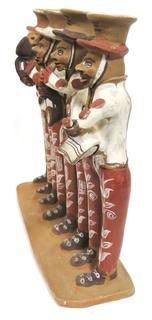 Mexican Folk Art Mariachi Clay Pottery Candle Sticks.  Small Chip. 