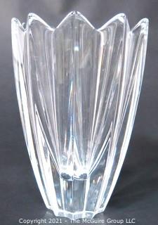 Orrefors Swedish Crystal Vase in Fleur Design by Jan Johansson  Measures approximately 6" tall. 