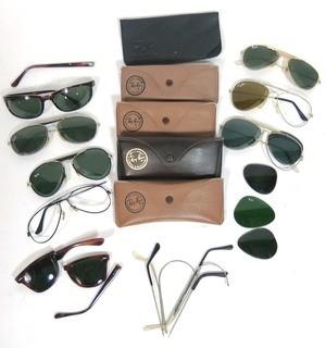 Group of Ray Ban Sunglass Parts for Repair and Cases