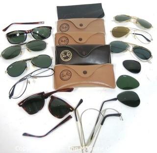 Group of Ray Ban Sunglass Parts for Repair and Cases