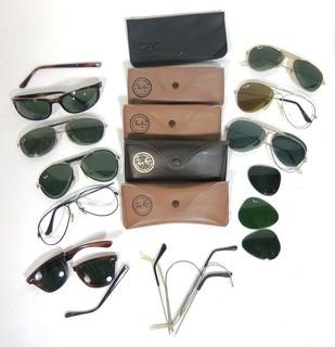 Group of Ray Ban Sunglass Parts for Repair and Cases