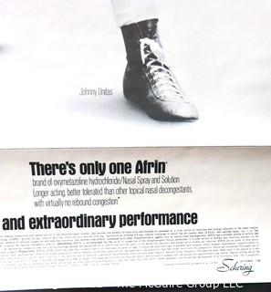 (2) Retro Posters.  Johnny Unitas Poster and Christmas Advertisement for Film Company