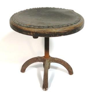 Vintage Rotating Stool with Metal Industrial Base. 