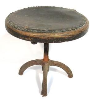 Vintage Rotating Stool with Metal Industrial Base. 