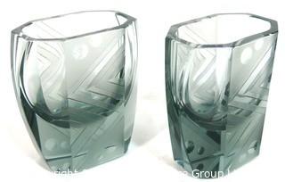 Bohemian Czech Art Deco Clear Cut Glasses