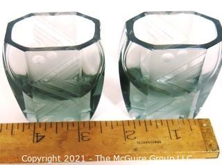 Bohemian Czech Art Deco Clear Cut Glasses