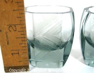 Bohemian Czech Art Deco Clear Cut Glasses