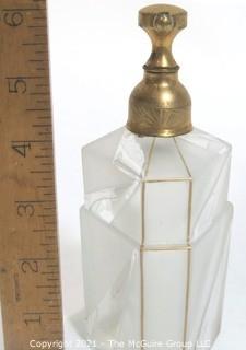 Karel Palda Bohemian Czech Art Deco Clear Cut Glass Perfume Bottle with Atomizer.