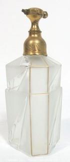 Karel Palda Bohemian Czech Art Deco Clear Cut Glass Perfume Bottle with Atomizer.