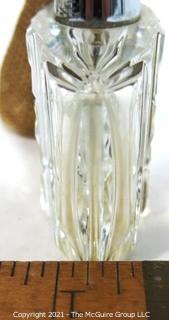 Bohemian Czech Art Deco Clear Cut Glass  Perfume Bottle with Atomizer.