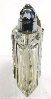 Bohemian Czech Art Deco Clear Cut Glass  Perfume Bottle with Atomizer.