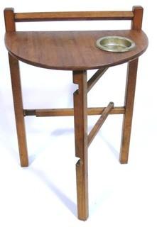 Vintage Mid Century Modern Folding Half Moon Smoking Table with Ashtray. 