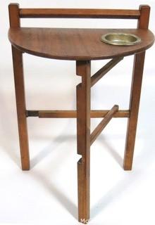 Vintage Mid Century Modern Folding Half Moon Smoking Table with Ashtray. 