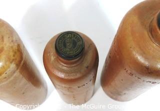 Set of 4 Antique Erven Lucas Bols Hef Loots Je Amsterdam 1 Llter Stone Ware Bottles or Carafes. 