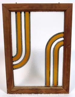 Vintage Art Deco Designed Stained Glass Window.  Measures approximately 19 1/2" x 14".