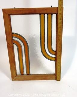 Vintage Art Deco Designed Stained Glass Window.  Measures approximately 19 1/2" x 14".