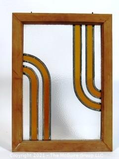 Vintage Art Deco Designed Stained Glass Window.  Measures approximately 19 1/2" x 14".