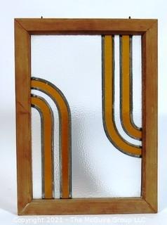 Vintage Art Deco Designed Stained Glass Window.  Measures approximately 19 1/2" x 14".