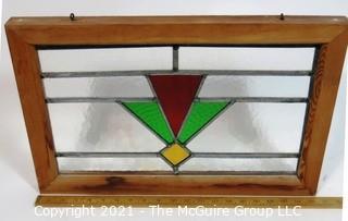 Vintage Stained Glass Window.  Measures approximately 20" x 14".