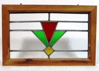 Vintage Stained Glass Window.  Measures approximately 20" x 14".