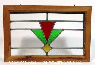 Vintage Stained Glass Window.  Measures approximately 20" x 14".