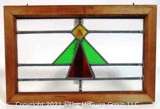 Vintage Stained Glass Window.  Measures approximately 20" x 14".