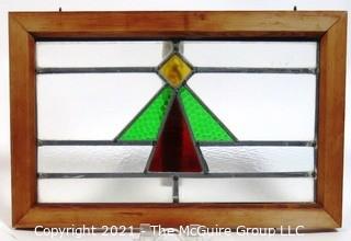 Vintage Stained Glass Window.  Measures approximately 20" x 14".