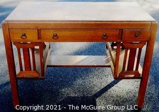 Oak Mission Arts & Crafts Style Desk. Measures approximately 25" x  43" x 30 1/2" .