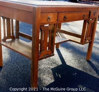 Oak Mission Arts & Crafts Style Desk. Measures approximately 25" x  43" x 30 1/2" .