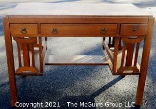 Oak Mission Arts & Crafts Style Desk. Measures approximately 25" x  43" x 30 1/2" .