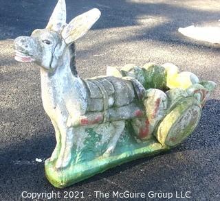 Vintage Donkey with Cart Cement Planter.  Measures approximately 28" x 20