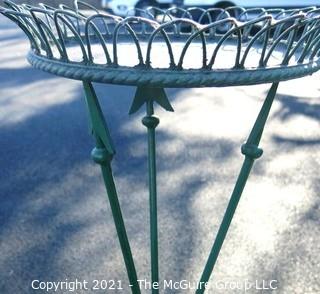 Three Vintage Outdoor Wrought Iron Garden Decorative Plant Stands.  The Tallest measures approximately 44" tall. 