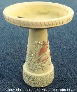 Two Piece Vintage Cement Bird Bath.  Measures approximately 18" x 23."