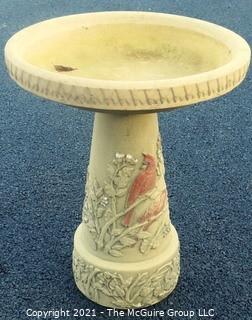 Two Piece Vintage Cement Bird Bath.  Measures approximately 18" x 23."