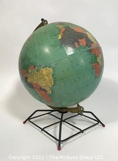 Vintage 12 Inch Replogle Reference Globe on Metal Mid Century Modern Stand.  