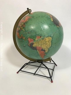 Vintage 12 Inch Replogle Reference Globe on Metal Mid Century Modern Stand.  